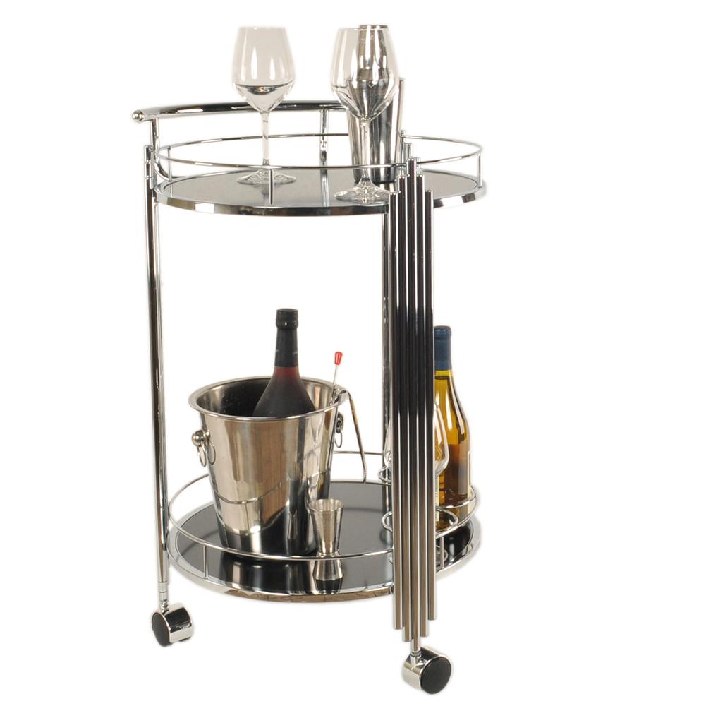 Chrome Round 2 Tier Serving Trolley Cart