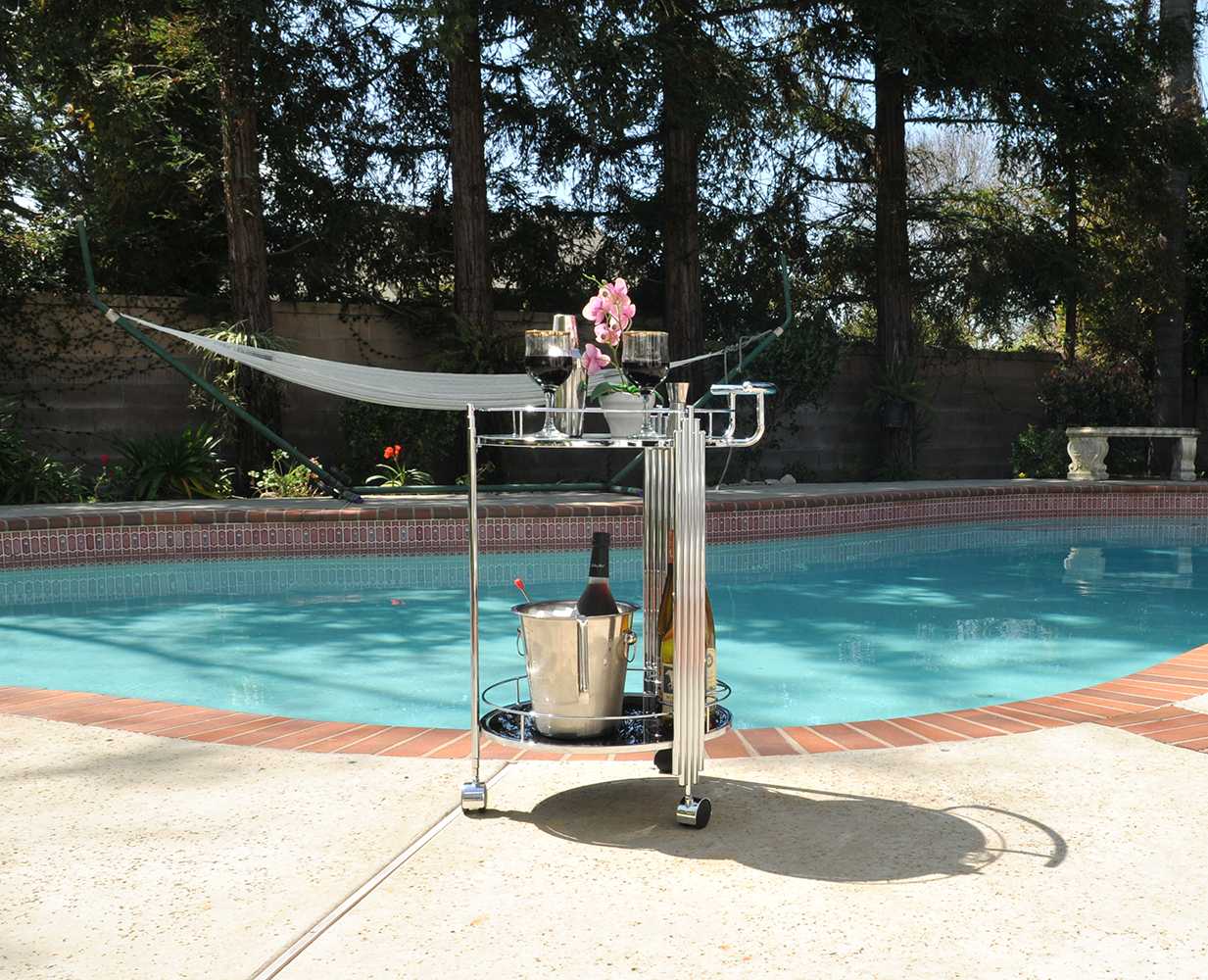 Chrome Round 2 Tier Serving Trolley Cart