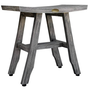 Compact Contemporary Teak Shower Stool in Gray Finish
