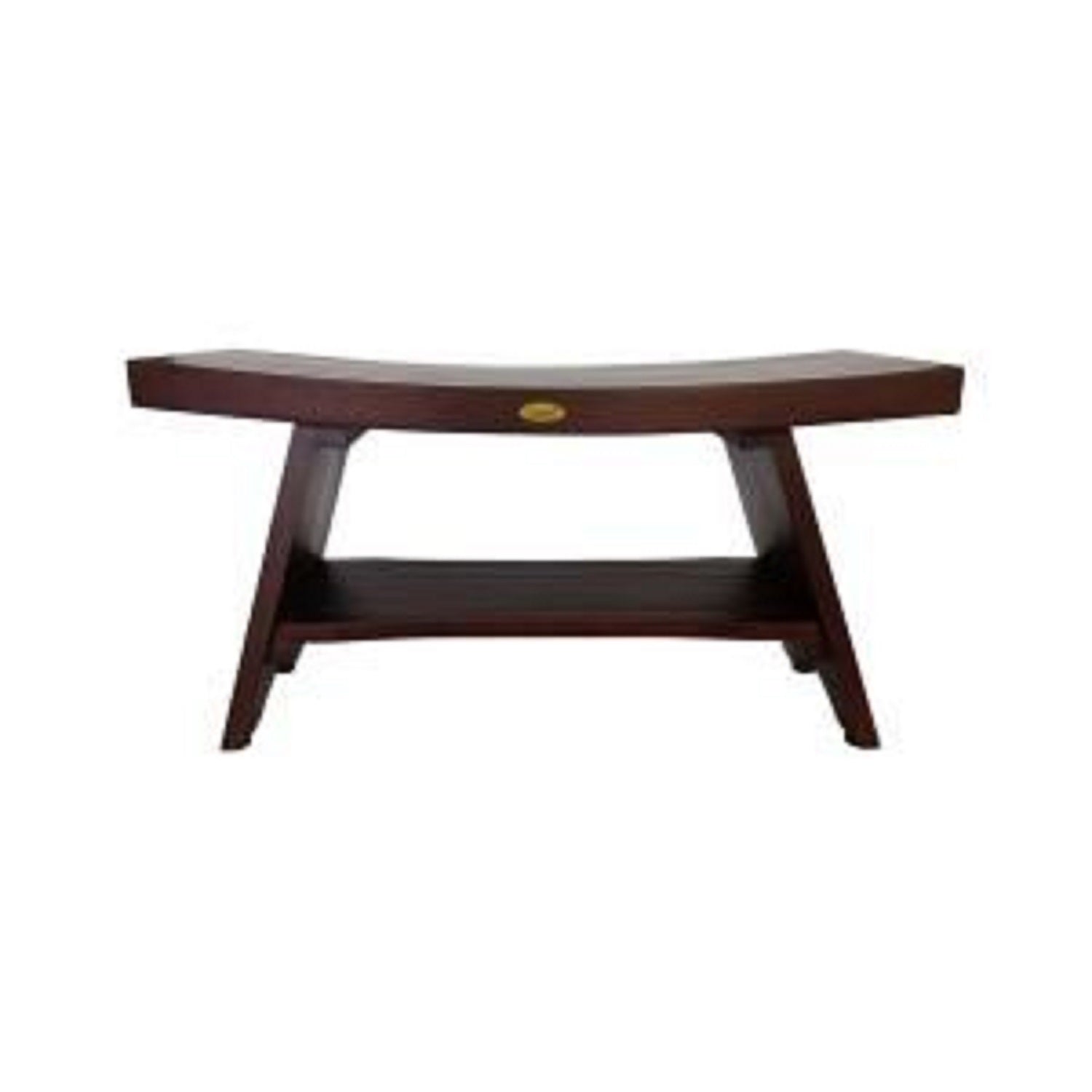 Contemporary Teak Shower or Bench with Shelf in Gray Finish