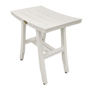 Contemporary Teak Shower Stool in Whitewash Finish