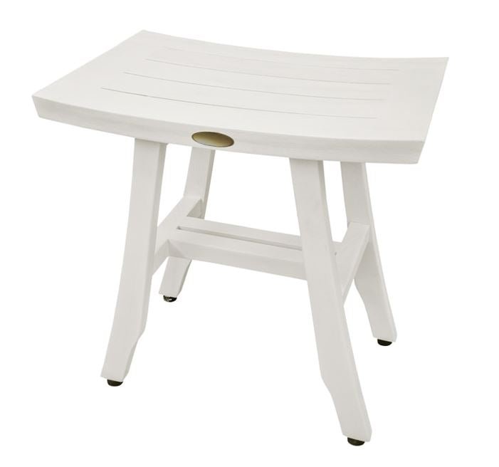 Contemporary Teak Shower Stool in Whitewash Finish