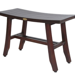 Contemporary Teak Shower Stool or Bench in Brown Finish