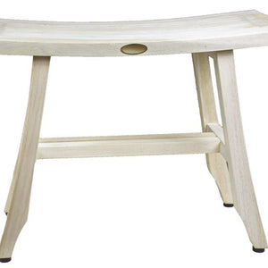 Contemporary Teak Shower Stool or Bench in Whitewash Finish