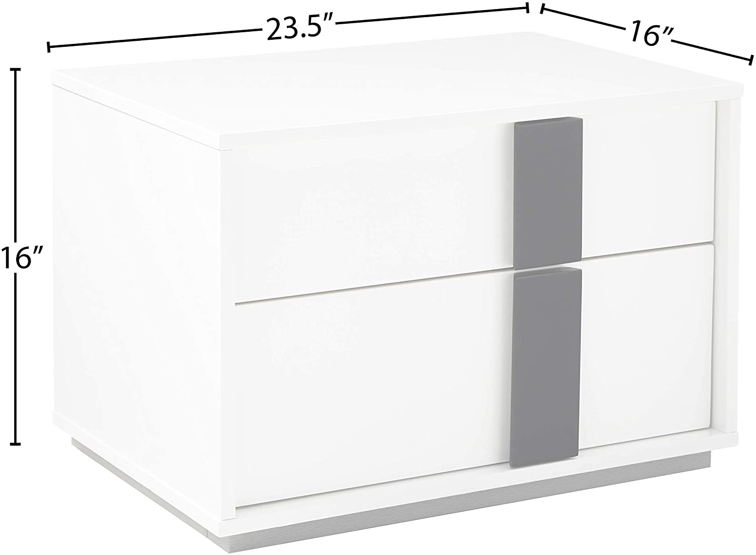 Contemporary White and Black 2 Drawer Nightstand