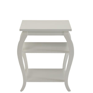 Cottage White Bow Leg Square End Table