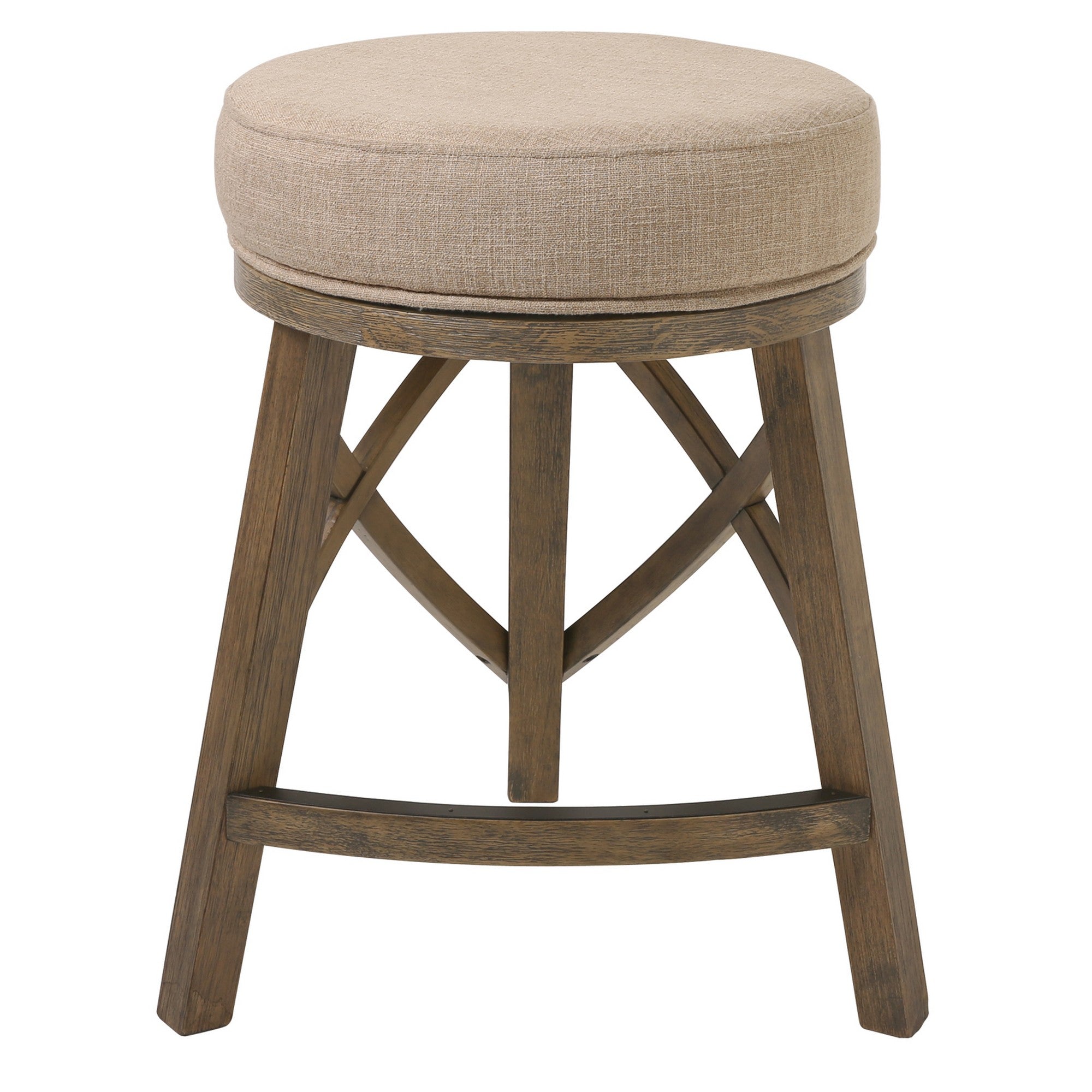 Counter Height Round 3 Leg Swivel Seat Counter Chair Stool with Cream Fabric