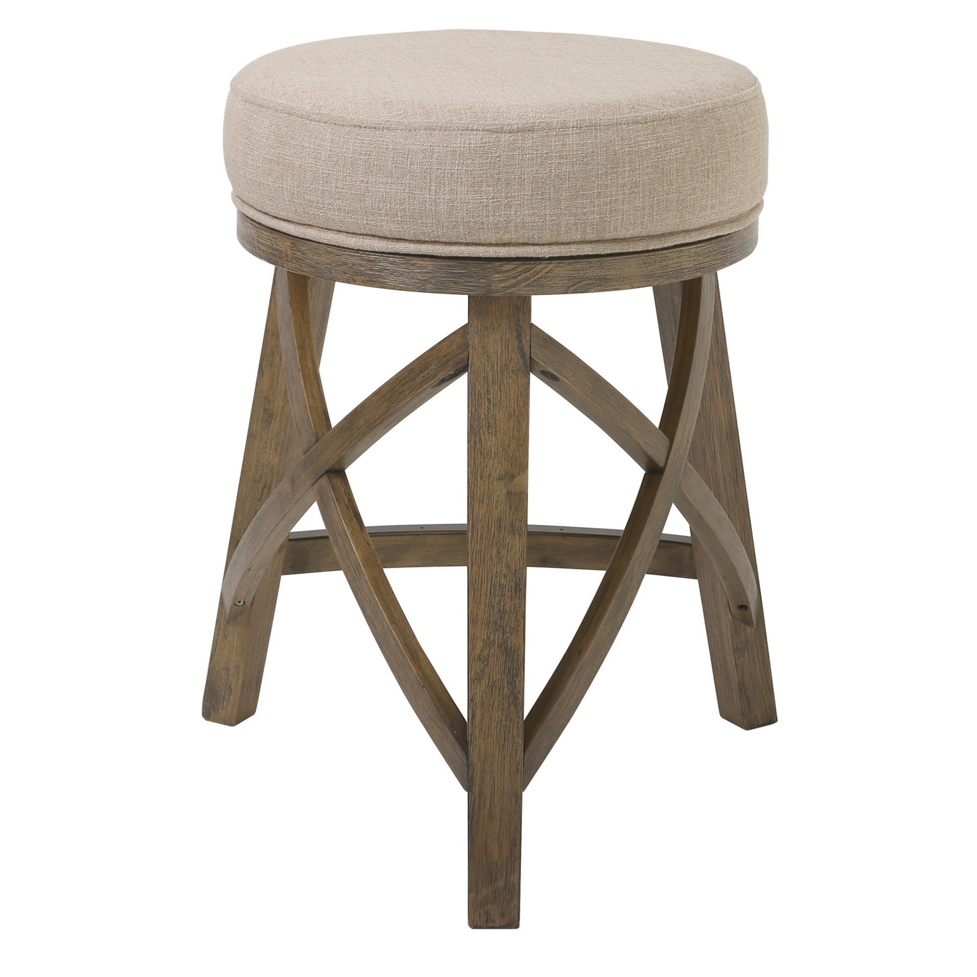 Counter Height Round 3 Leg Swivel Seat Counter Chair Stool with Cream Fabric