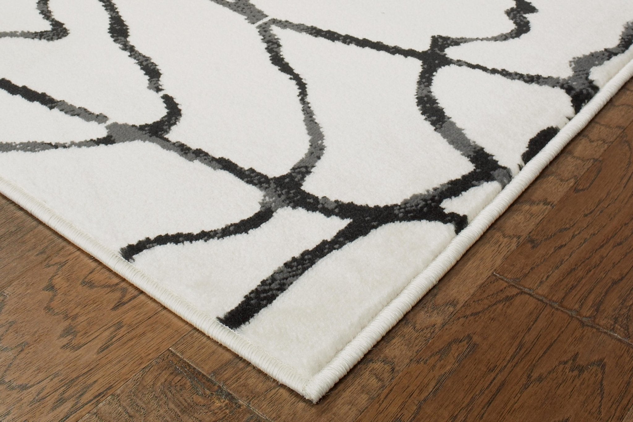 Cream And Black Berber Pattern Modern Decorative Area Rug - 8 x 10 Feet