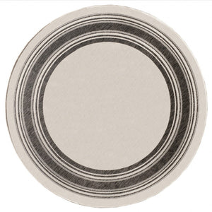 Cream Framed Indoor Outdoor Modern Floor Mat Decorative Round Area Rug, 8 Feet