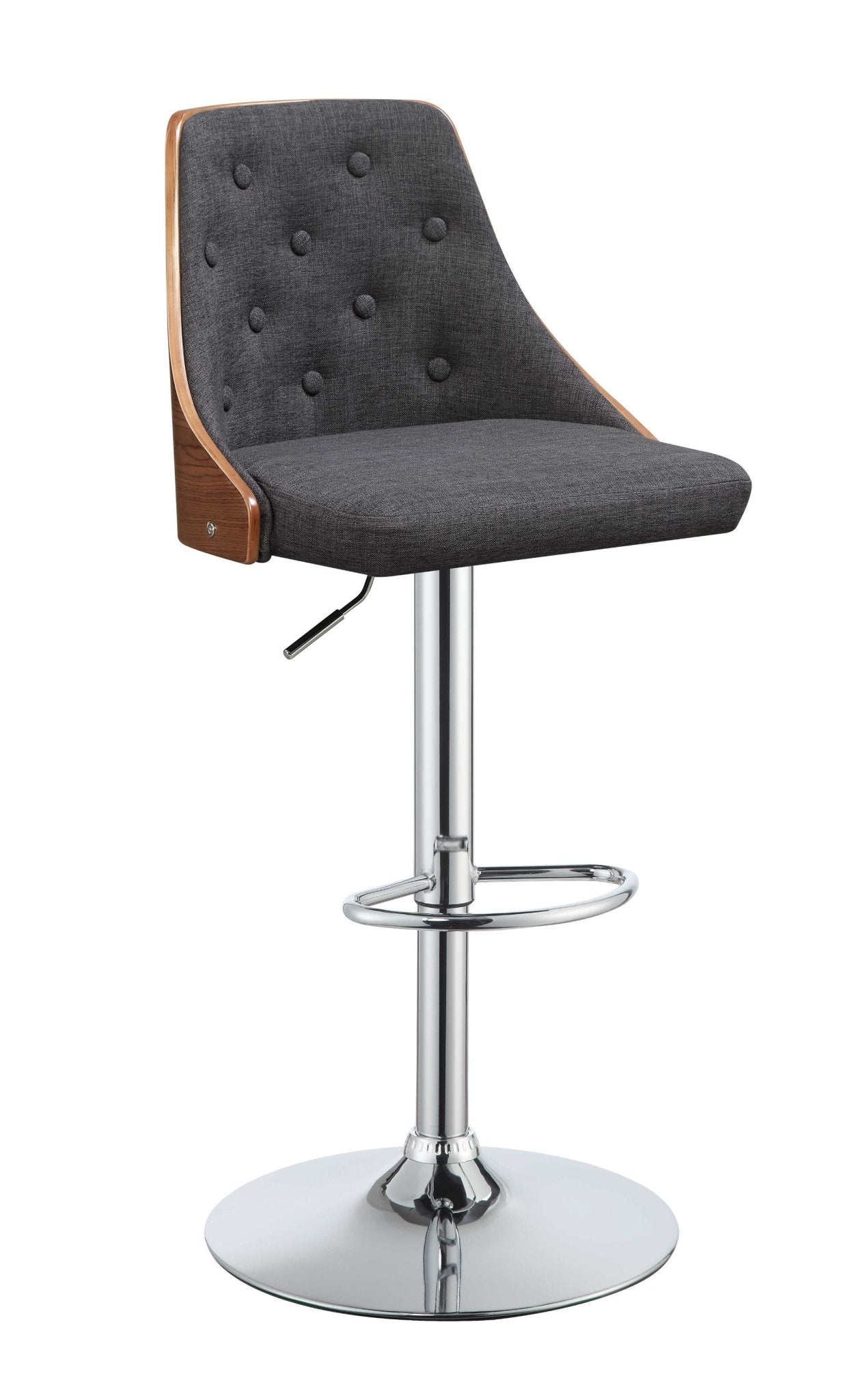 Dark Gray Fabric Seat Metal Base Adjustable Modern Bar Chair Stool with Swivel, 34 Inch