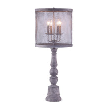 Distressed Grey Traditional Light Table Lamp with Mesh Metal Shade