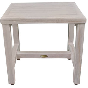 Driftwood Finish Compact Rectangular Classic Traditional Teak Patio Seat Furniture Outdoor Shower Bench