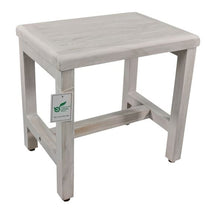 Driftwood Finish Compact Rectangular Classic Traditional Teak Patio Seat Furniture Outdoor Shower Bench