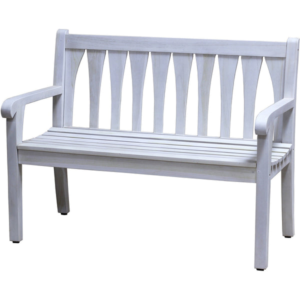 Driftwood Finish Compact Teak Water Resistant Patio Seat Furniture Outdoor Bench with Slatted Design