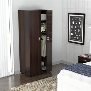 Espresso Finish Wood Wardrobe with Two Doors