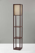 Floor Lamp with Walnut Wood Finish Storage Shelves
