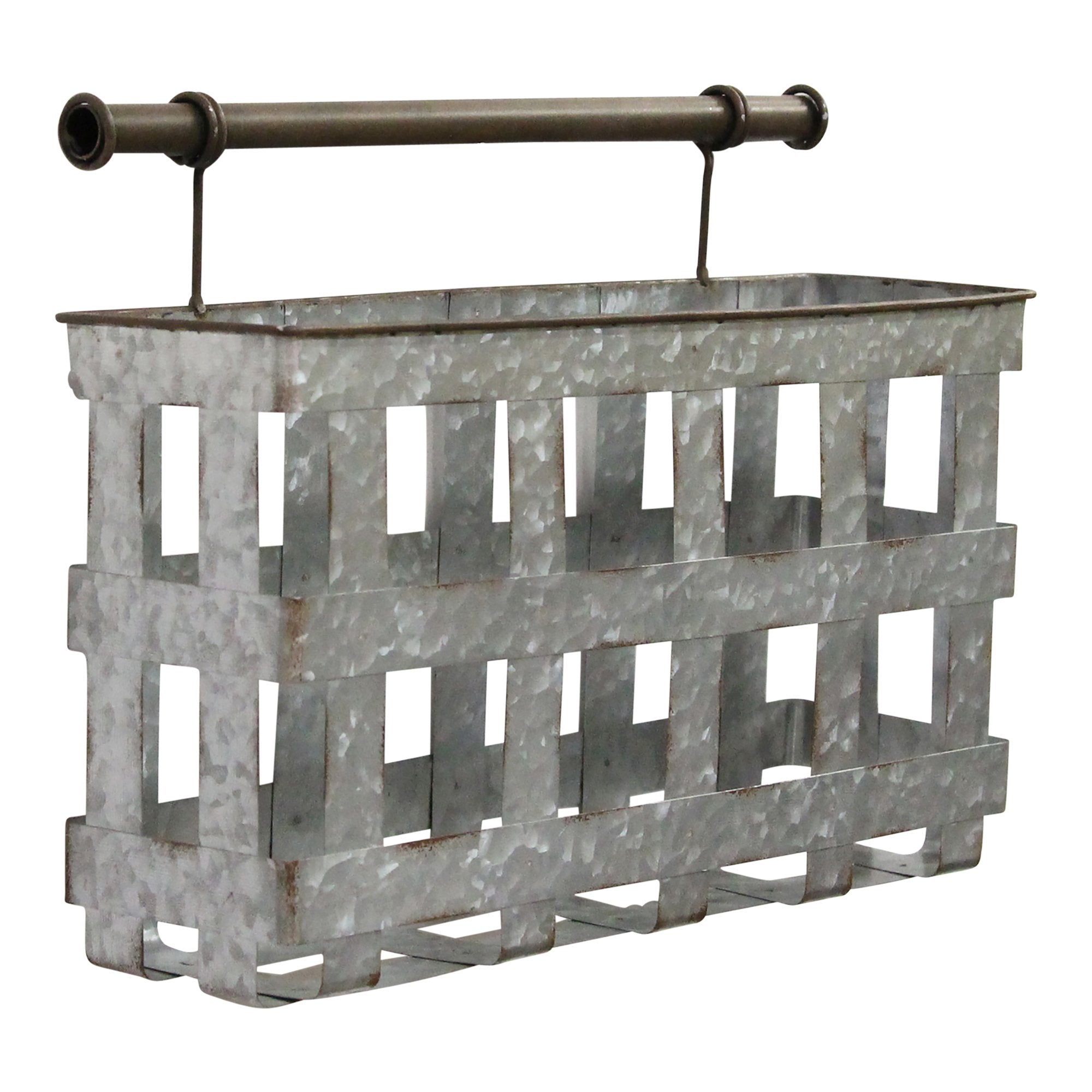 Galvanized Handcrafted Metal Wall Decor Hanging Basket