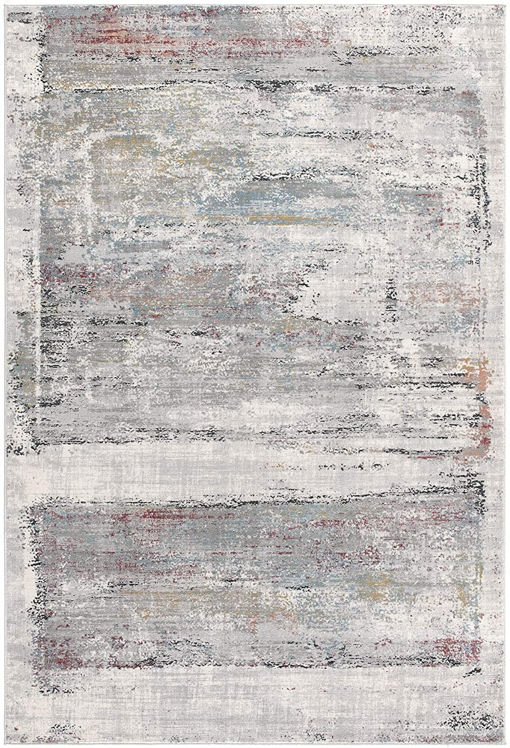 Gray Abstract Irregular Blocks Modern Floor Mat Decorative Area Rug, 8 x 11 Feet