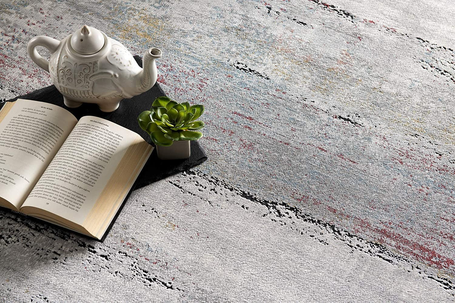 Gray Abstract Irregular Blocks Modern Floor Mat Decorative Area Rug, 8 x 11 Feet