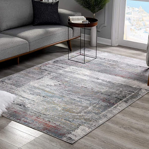 Gray Abstract Irregular Blocks Modern Floor Mat Decorative Area Rug, 8 x 11 Feet