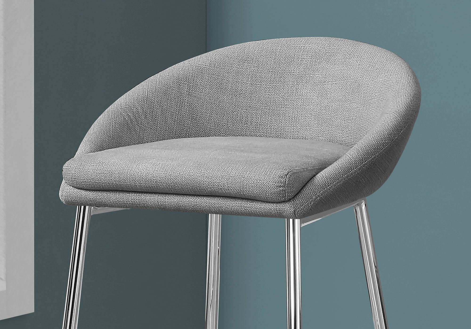 Gray Foam Metal Polyester Contemporary Modern Seat Bar Chair Stool, Set of 2