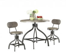 Gray Oak Adjustable Counter Height Home Furniture Table And Chairs Dining Set, 3 Pcs