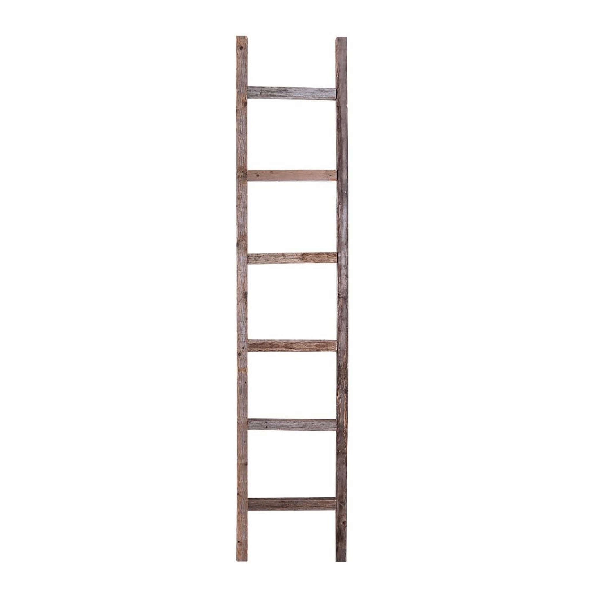 Gray Rustic Wood 7 Step Storage Ladder Shelf