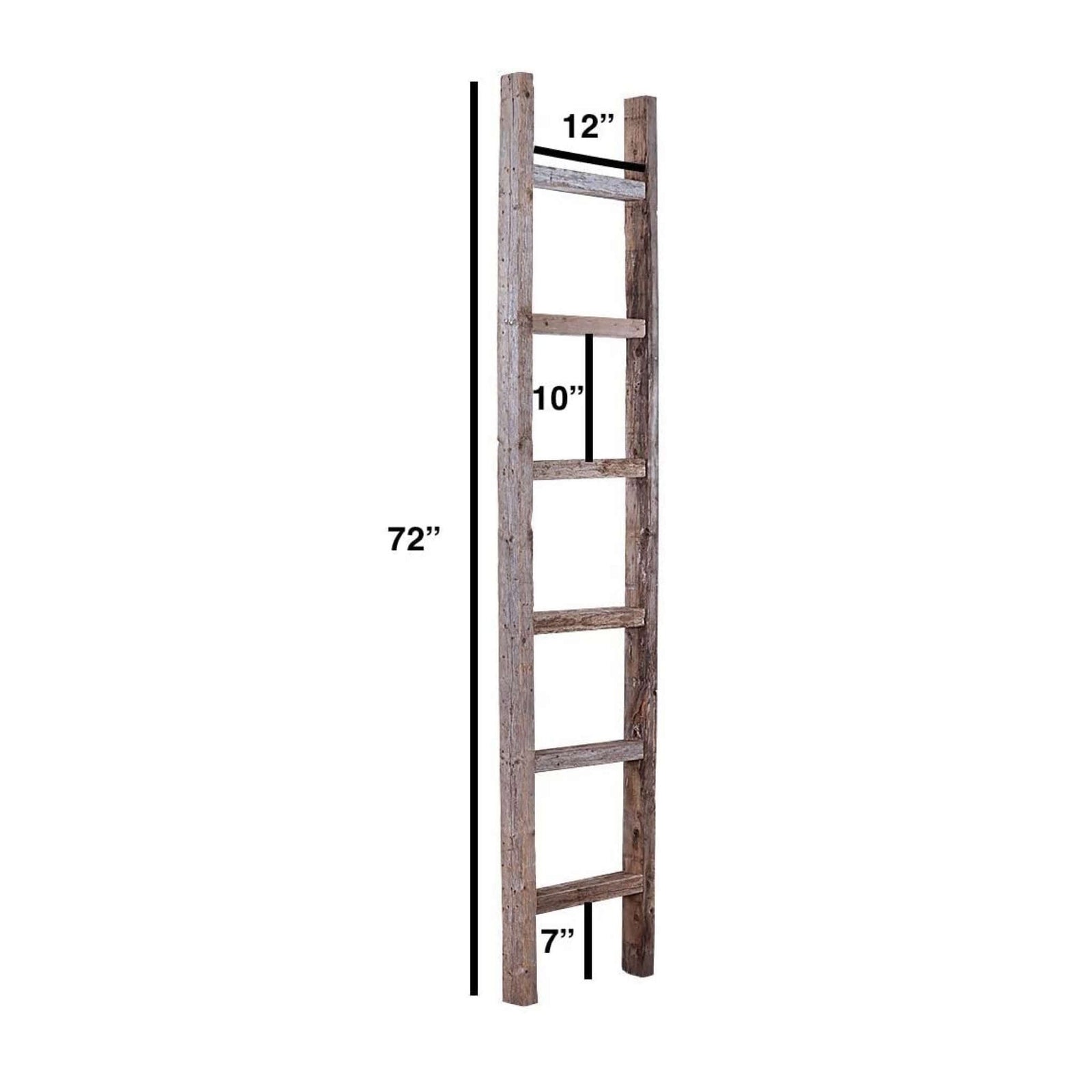Gray Rustic Wood 7 Step Storage Ladder Shelf