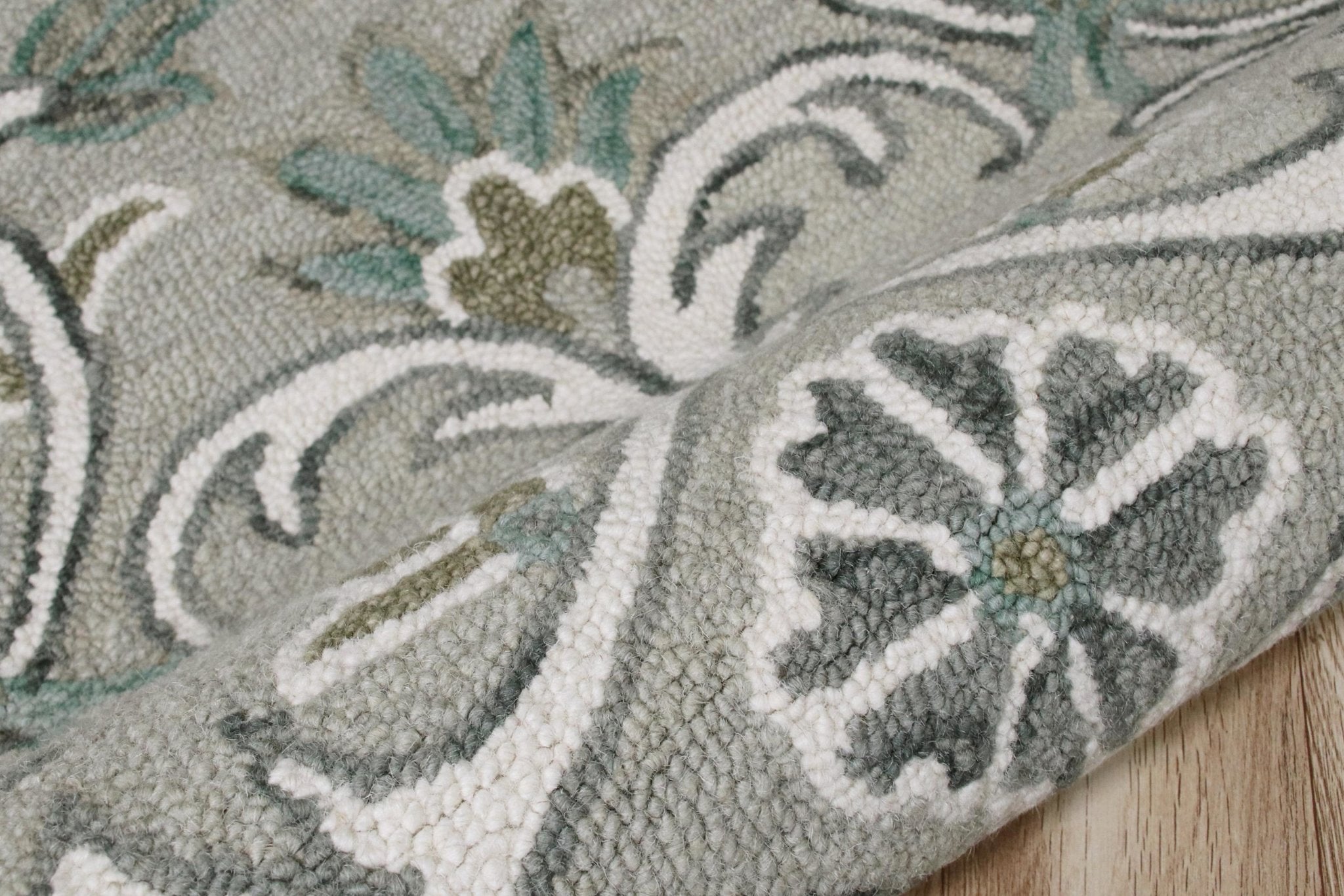 Gray & White Filigree Modern Floor Mat Decorative Round Area Rug 4 Feet