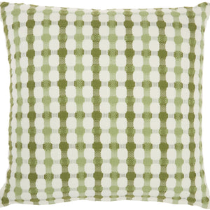 Green and Ivory Gingham Pattern Throw Pillow