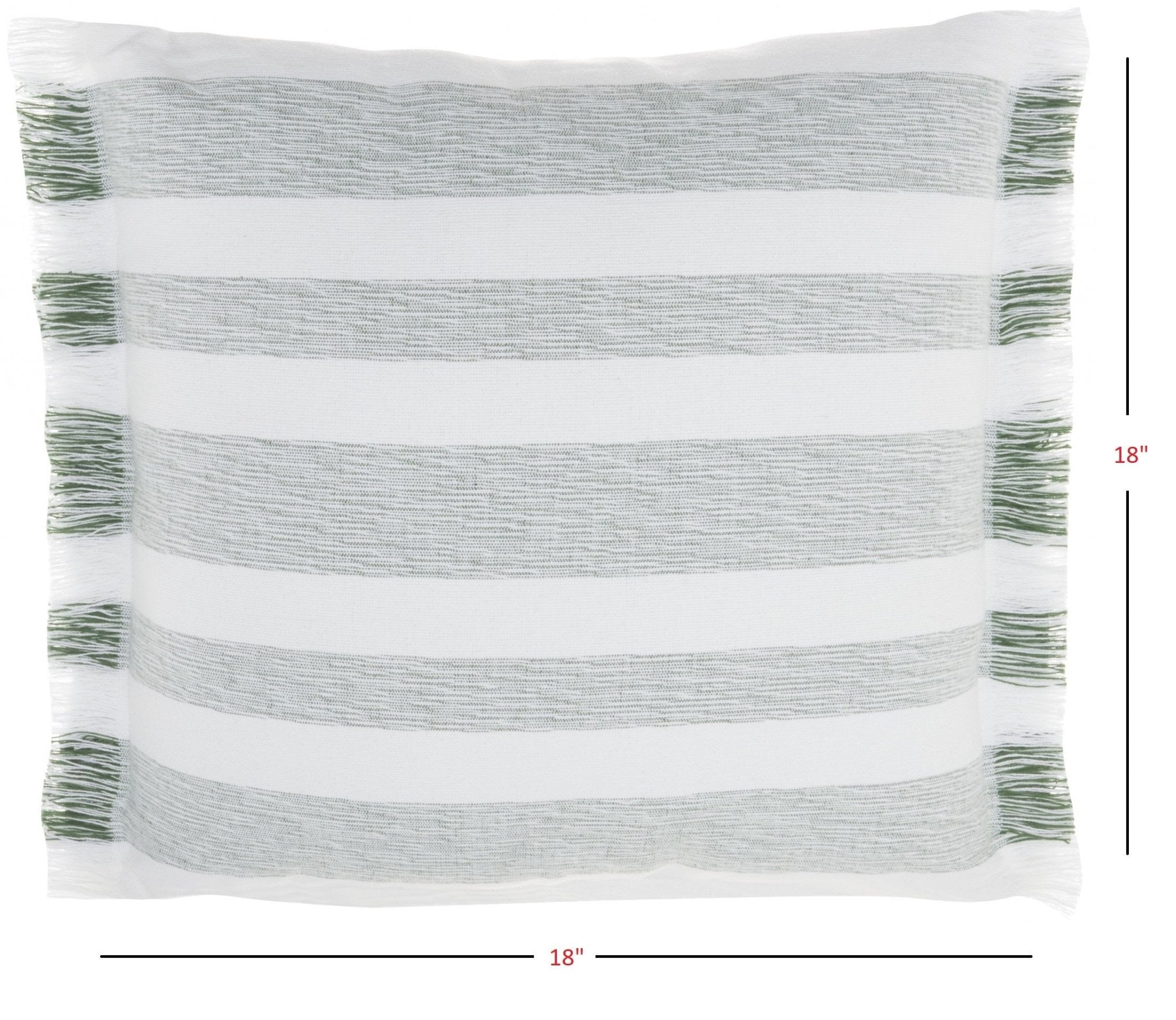 Green and White Soft Stripes Square Throw Pillow