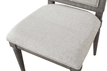 Grey Fabric Salvaged Natural Wood Upholstered Seat Side Chair, Set of 2