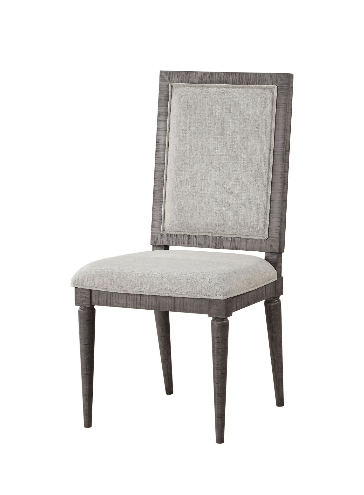 Grey Fabric Salvaged Natural Wood Upholstered Seat Side Chair, Set of 2