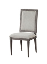Grey Fabric Salvaged Natural Wood Upholstered Seat Side Chair, Set of 2