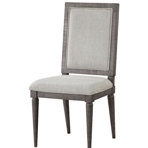 Grey Fabric Salvaged Natural Wood Upholstered Seat Side Chair, Set of 2