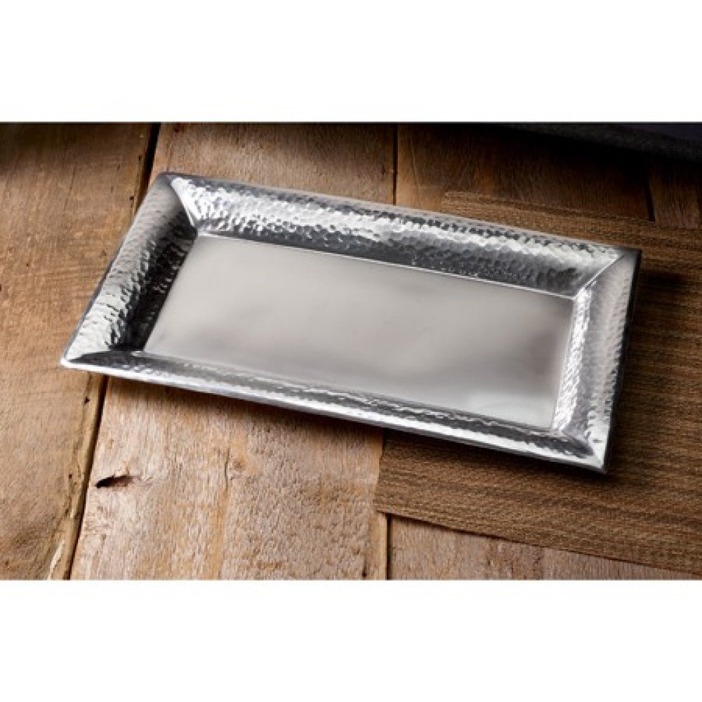 Handcrafted Hammered Stainless Steel Rectangular Tray