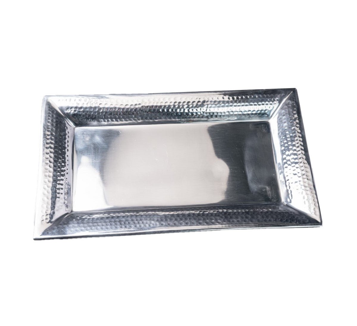 Handcrafted Hammered Stainless Steel Rectangular Tray