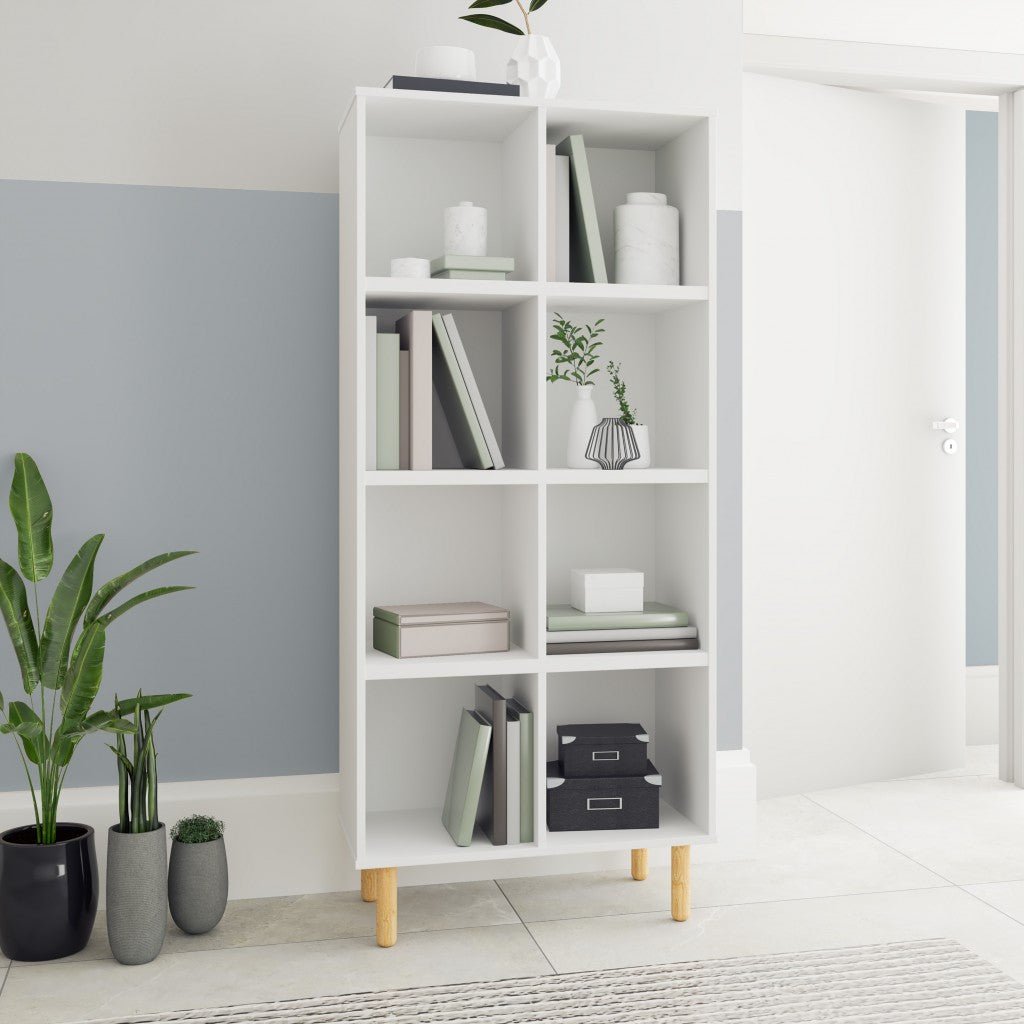 Iko White Tall Vertical Eight Cubbie Shelving Unit