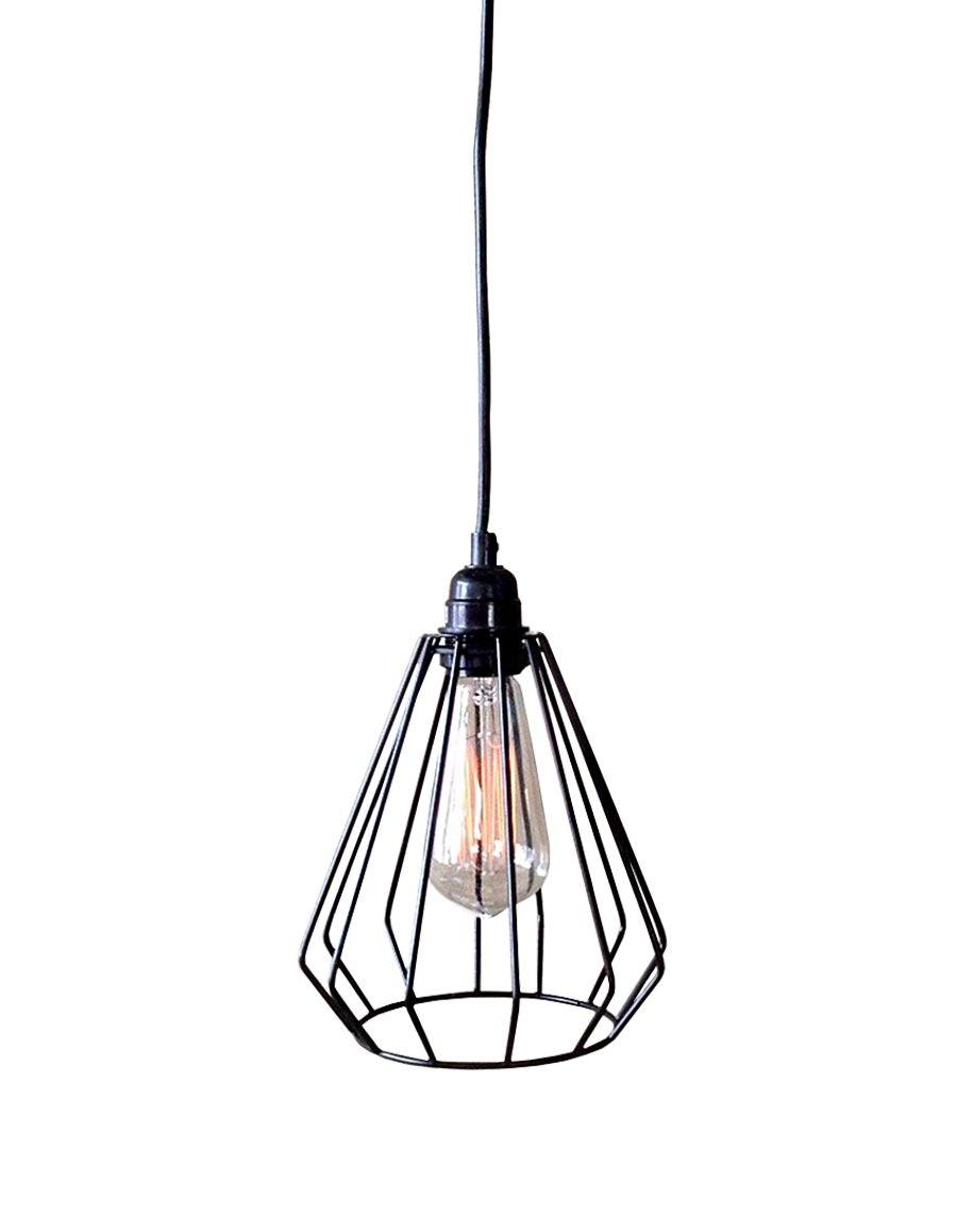 Lainie 1-Light Black Adjustable Cord Edison Pendant Lamp With Bulb 7-Inch