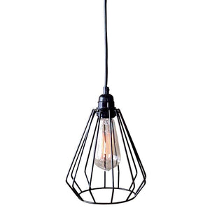 Lainie 1-Light Black Adjustable Cord Edison Pendant Lamp With Bulb 7-Inch