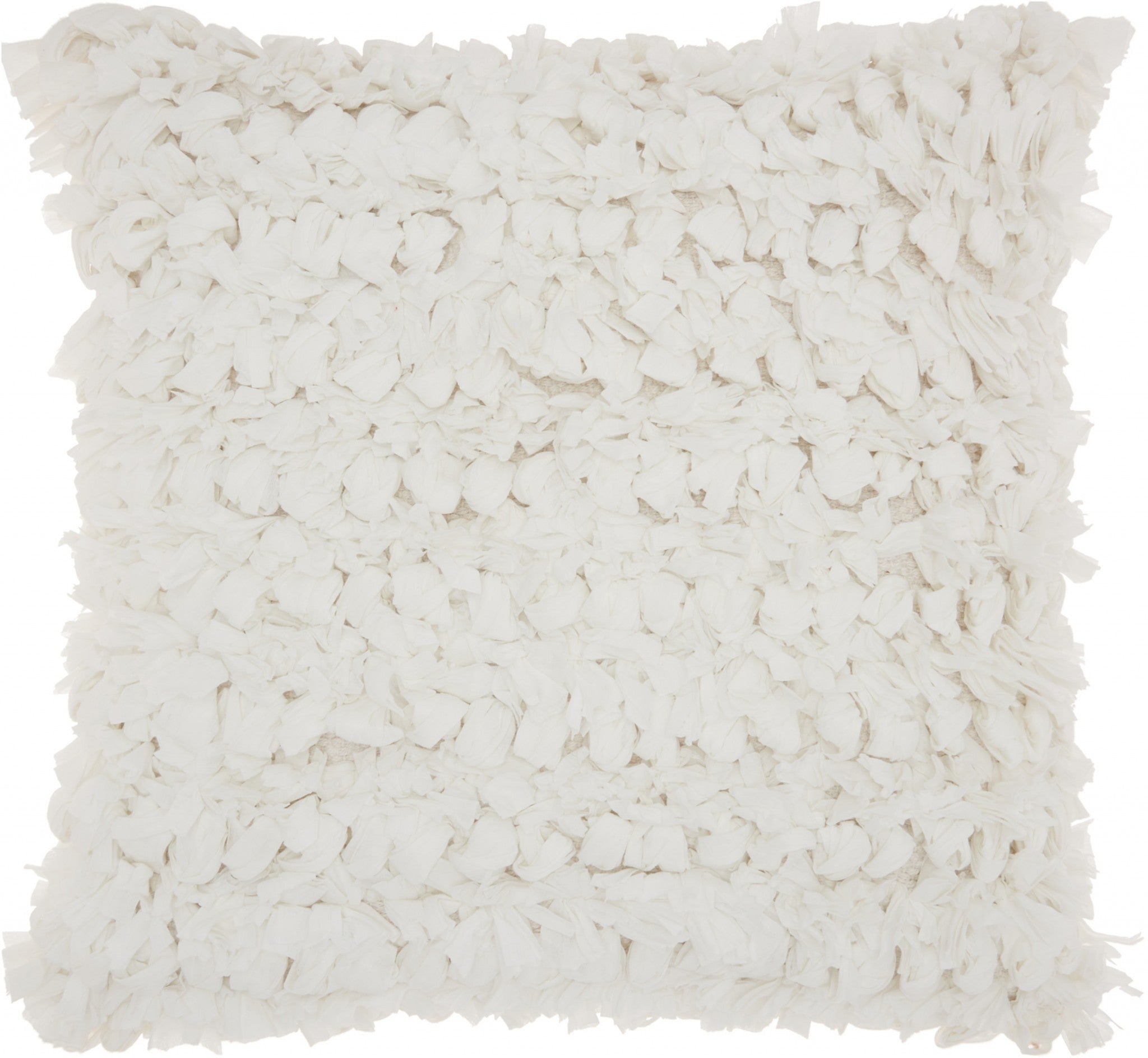 Loose Luscious Shag White Throw Pillow