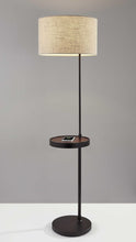 Matte Black Metal Decorative Floor Lamp With Wireless Charging Task Shelf