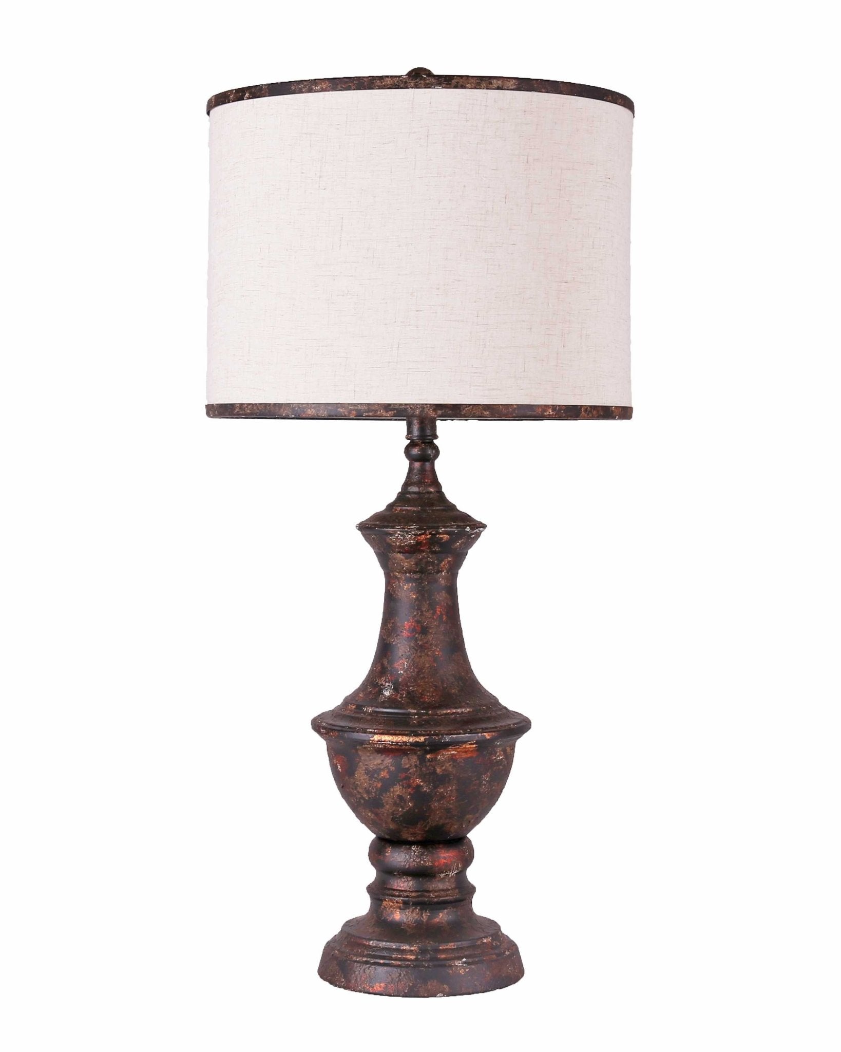 Metal Finish Traditional Light Table Lamp with Ivory Linen Shade