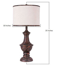 Metal Finish Traditional Light Table Lamp with Ivory Linen Shade