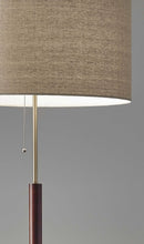 Mid-Century Modern Floor Lamp with Antique Brass and Walnut Wood Accents