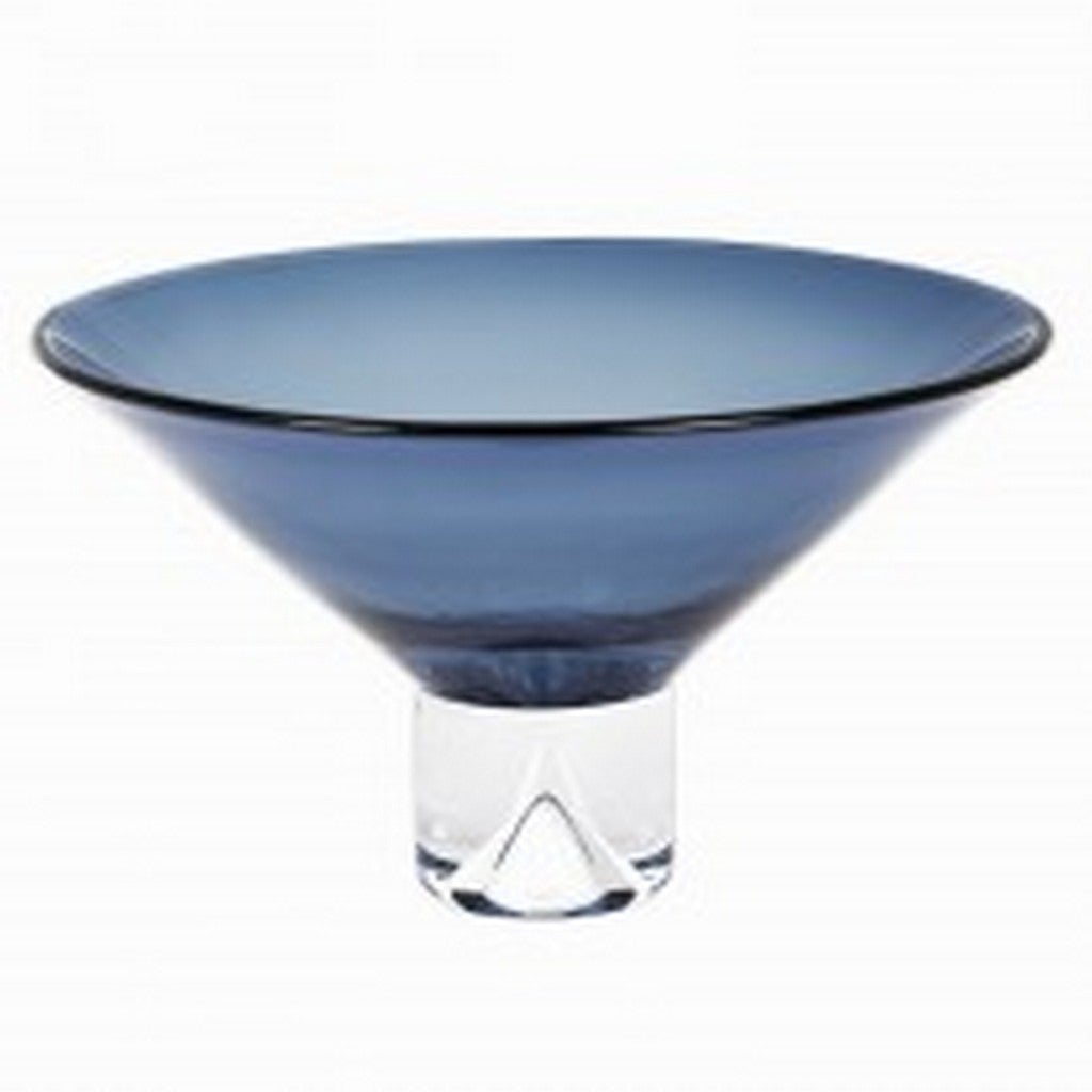 Midnight Blue Blown Crystal Centerpiece Serving Bowl 12 Inch