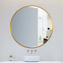 Minimal Gold Round Hanging Accent Wall Mirror