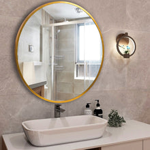 Minimal Gold Round Hanging Accent Wall Mirror