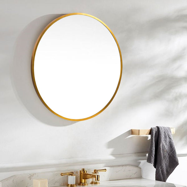 Minimal Gold Round Hanging Accent Wall Mirror